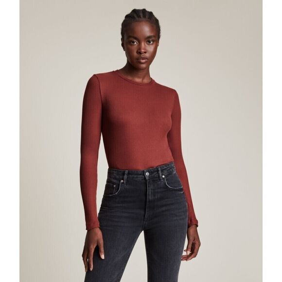 All Saints NWOT Berry Red Molly L/S Bodysuit Size 4 - Picture 1 of 9